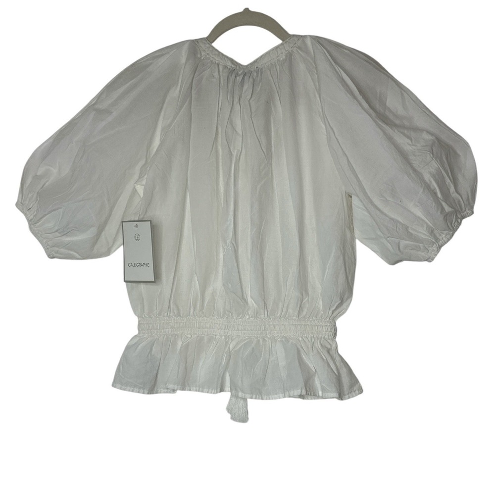 Calligraphie Anthropologie Top‎ Small Balloon Sleeve Peasant Resort Oversized - Picture 2 of 10